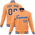 Custom Orange Navy-White Classic Style Varsity Full-Snap Letterman Jacket