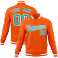 Custom Orange Aqua-White Classic Style Varsity Full-Snap Letterman Jacket